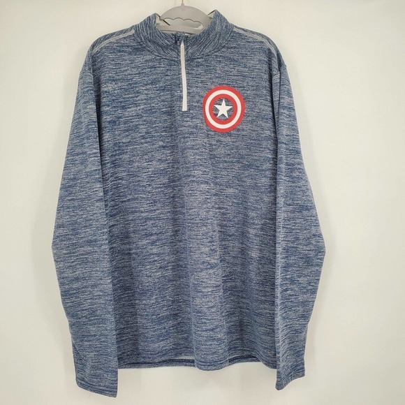 Marvel Youth Large 42-44 Blue Long Sleeve 1/4 Zip Pullover Lightweight Sweater - Picture 2 of 10